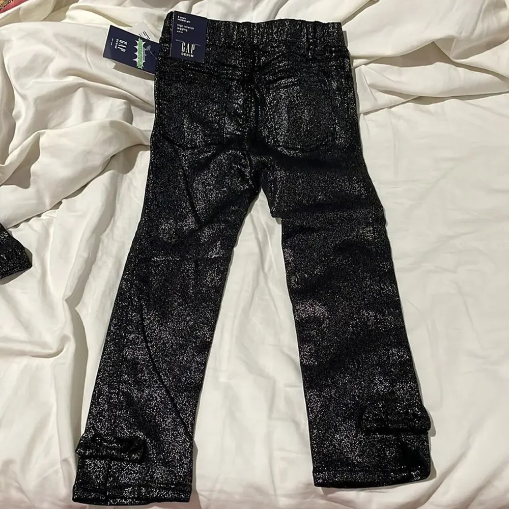 Gap 5 black shimmer denim fantastiflex stretch comfort elastic waste jean nwt